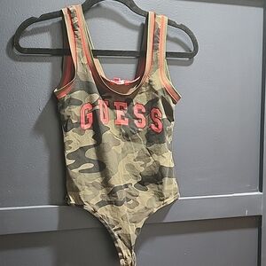 GUESS Camouflage Bodysuit with Red Accents